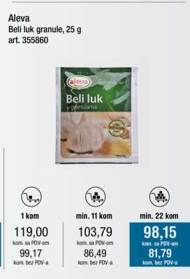 Aleva Beli luk granule, 25 g