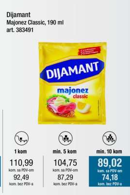 Dijamant Majonez Classic, 190 ml