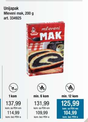 Unijapak Mleveni mak, 200 g