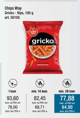 Chips Way Gricko - flips, 100 g