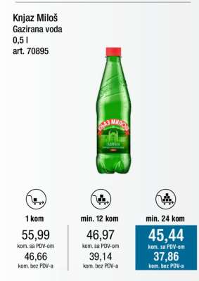 Knjaz Miloš Gazirana voda 0,5 l
