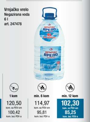 Vrnjačko vrelo Negazirana voda 6 l