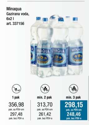 Minaqua Gazirana voda, 6x2 l