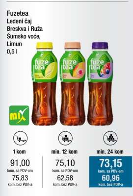 Fuzetea Ledeni čaj Breskva i Ruža, Šumsko voće, Limun 0,5 l