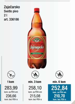 Zaječarsko Svetlo pivo 2 l