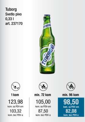 Tuborg Svetlo pivo 0,33 l