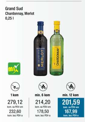 Grand Sud Chardonnay, Merlot