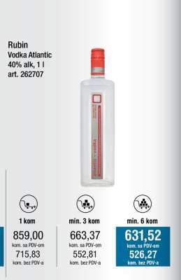 Rubin Vodka Atlantic 40% alk, 1 l