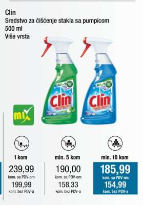 Clin Sredstvo za čišćenje stakla sa pumpicom 500 ml