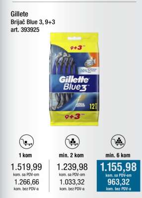 Gillete Brijač Blue 3, 9+3
