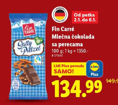 Fin Carré Mlečna čokolada sa perecama