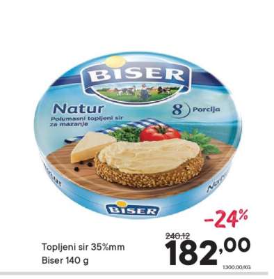 Topljeni sir 35%mm Biser 140 g