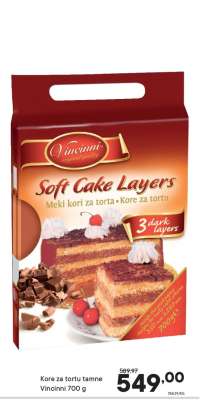 Kore za tortu tamne Vincinni 700 g