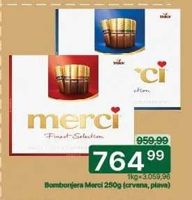 Bombonjera Merci 250g (crvena, plava)