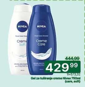 Gel za tuširanje creme Nivea 750ml (care, soft)