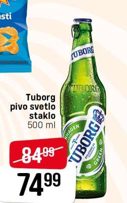 Tuborg pivo svetlo staklo 500 ml
