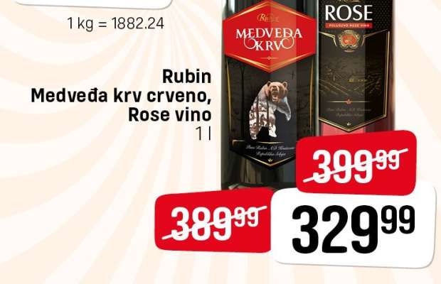 Rubin Medveđa krv crveno, Rose vino