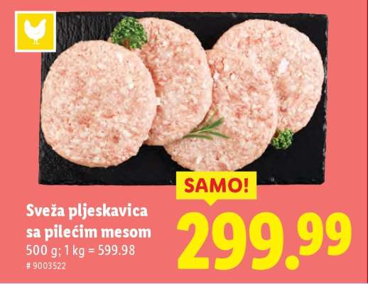 Sveža pljeskavica sa pilećim mesom