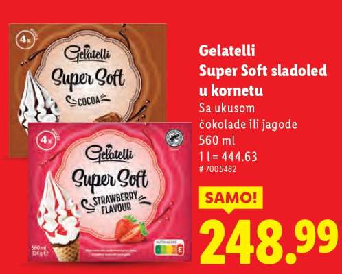 Gelatelli Super Soft sladoled u kornetu