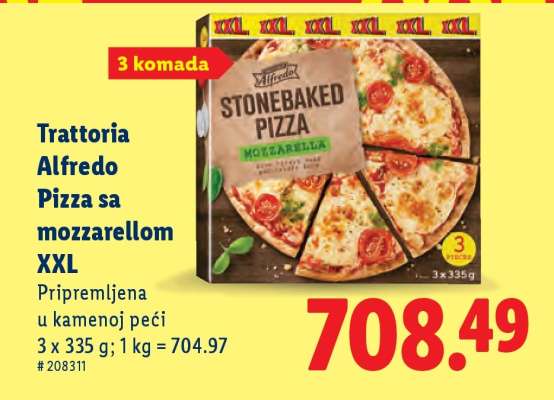 Trattoria Alfredo Pizza sa mozzarellom XXL