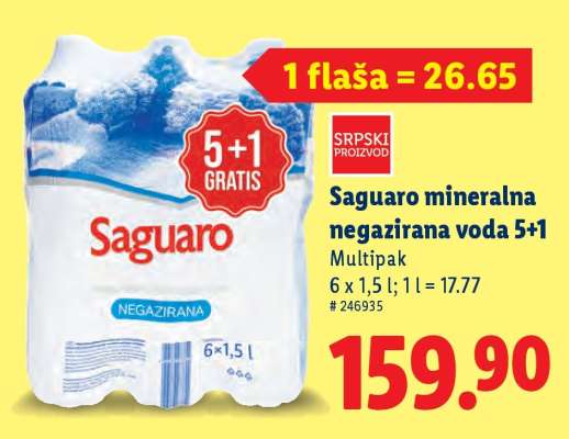 Saguaro mineralna negazirana voda 5+1