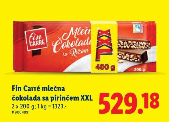 Fin Carré Mlečna čokolada sa pirinčem XXL