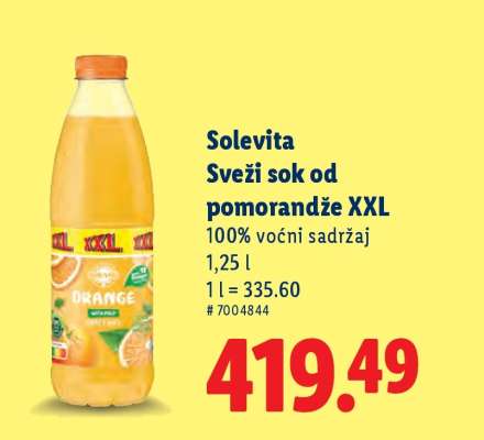 Solevita Sveži sok od pomorandže XXL