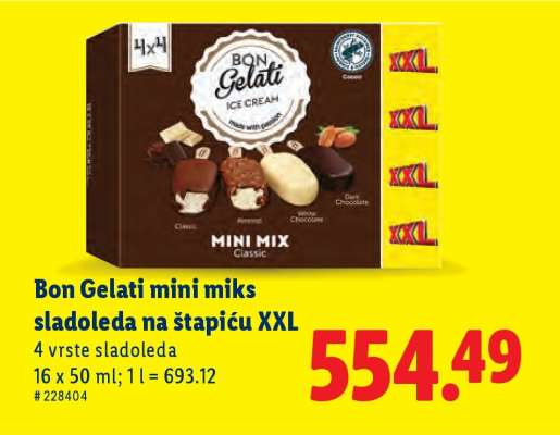 Bon Gelati mini miks sladoleda na štapiću XXL