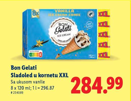 Bon Gelati sladoled u kornetu XXL