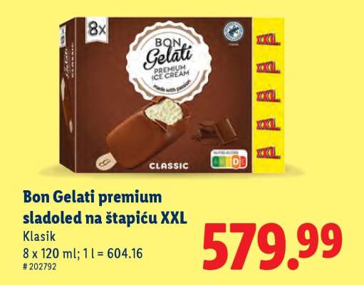 Bon Gelati premium sladoled na štapiću XXL