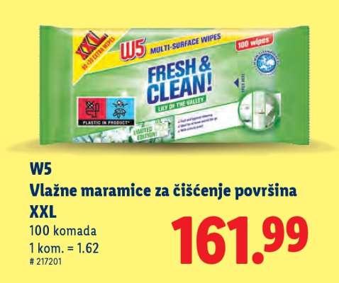 W5 Vlažne maramice za čišćenje površina XXL