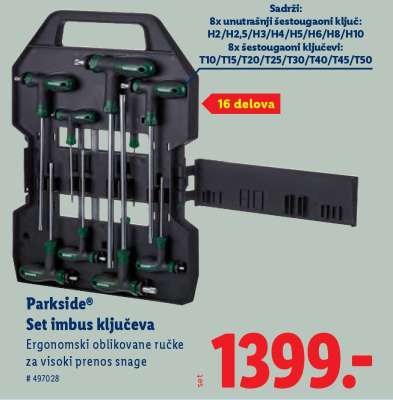 Parkside Set imbus ključeva