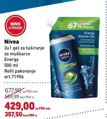 Nivea 3u1 gel za tuširanje za muškarce Energy