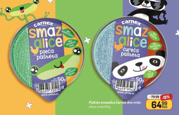 Pašteta smazalica Carnex dve vrste