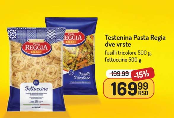 Testenina Pasta Regia dve vrste