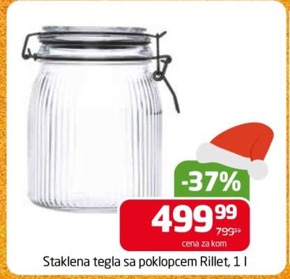 Staklena tegla sa poklopcem Rillet, 1 l
