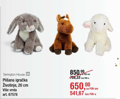 Tarrington House Plišana igračka Životinje, 20 cm