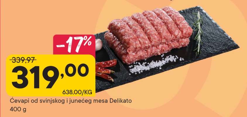 Ćevapi od svinjskog i junećeg mesa Delikato