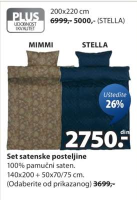 SET SATENSKE POSTELJINE