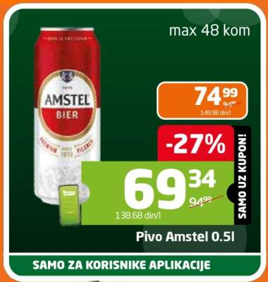 Pivo Amstel 0.5l
