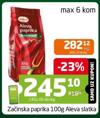 Začinska paprika 100g Aleva slatka