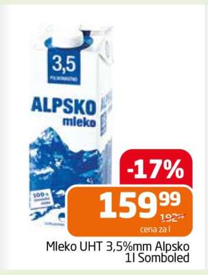Mleko UHT 3,5%mm Alpsko 1l Somboled