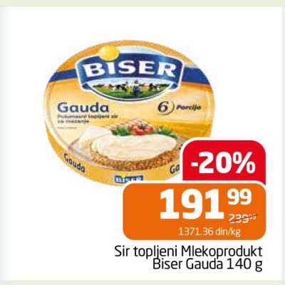 Sir topljeni Mlekoprodukt Biser Gauda 140 g