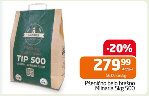 Pšenično belo brašno Mlinaria 5kg 500