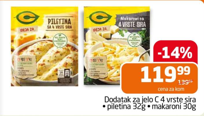 Dodatak za jelo C 4 vrste sira