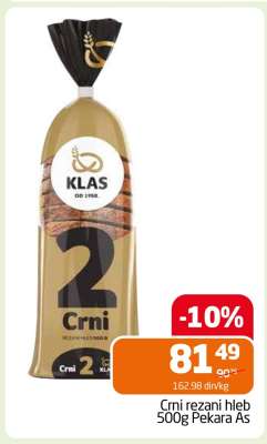 Crni rezani hleb 500g Pekara As