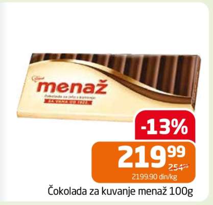 Čokolada za kuvanje Menaž, 100g