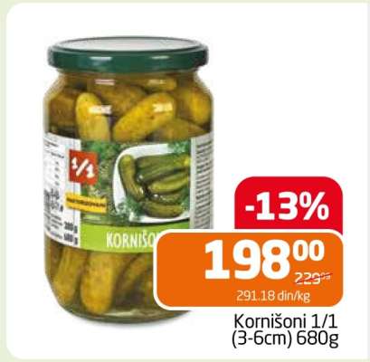 Kornišoni 1/1 (3-6cm) 680g