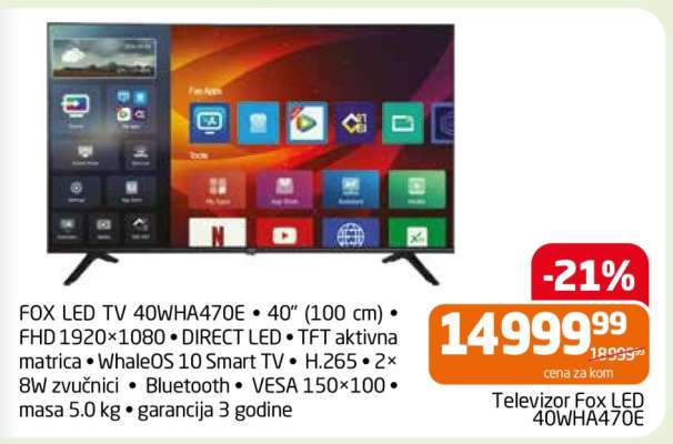Televizor Fox LED 40WHA470E