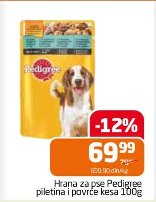 Hrana za pse Pedigree piletina i povrće kesa 100g